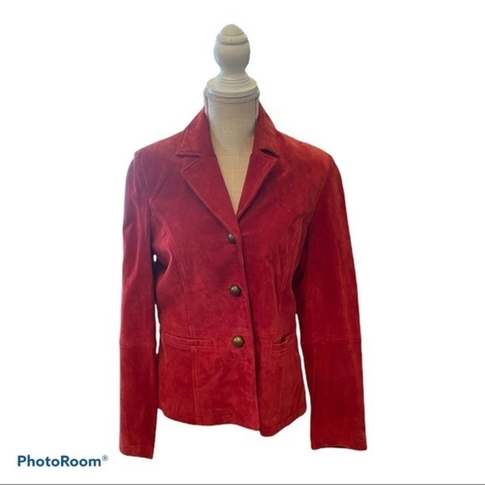 Ruff Hewn vintage suede‎ leather Red SZ  large 3 button closure jacket